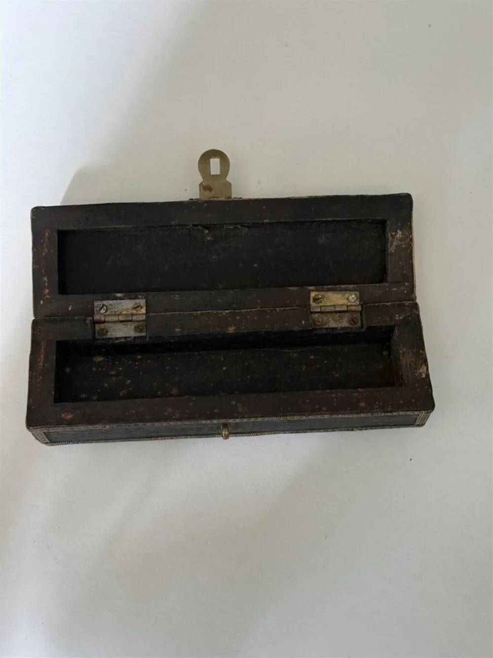 Vintage Wood Trinket Box Brass Trim and Details Made in India Rustic Asian